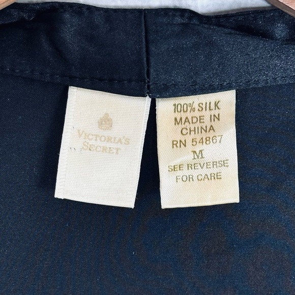 Vintage Victoria's Secret Silk Jacket Size Medium Oversized Blouse Top Black - Picture 5 of 13